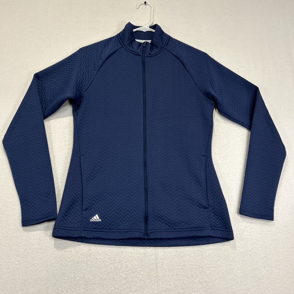 Adidas Golf Jacket Womens Small Blue Textured Full Zip Mock Neck FI9512